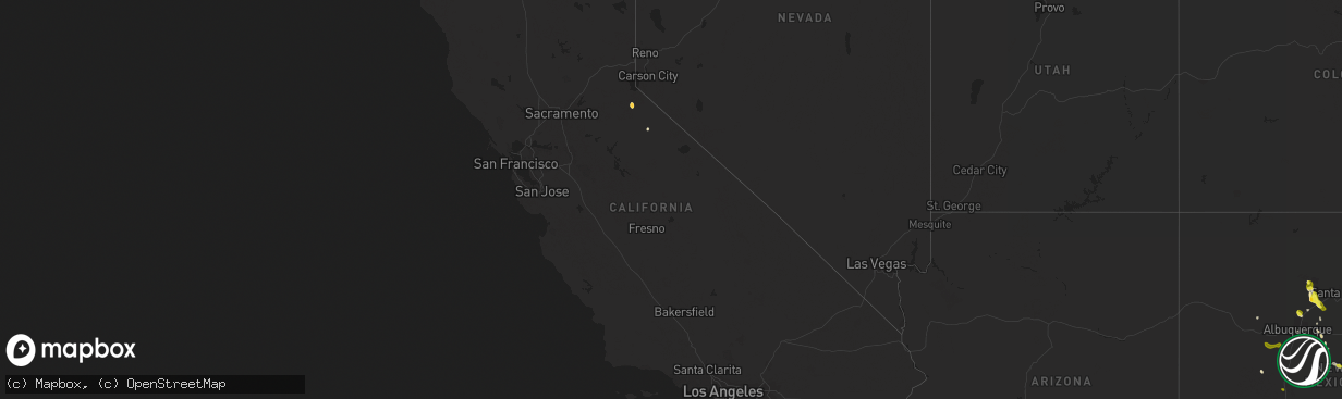 Hail map in California on June 23, 2020