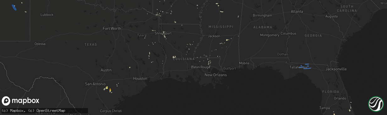 Hail map in Louisiana on June 23, 2020