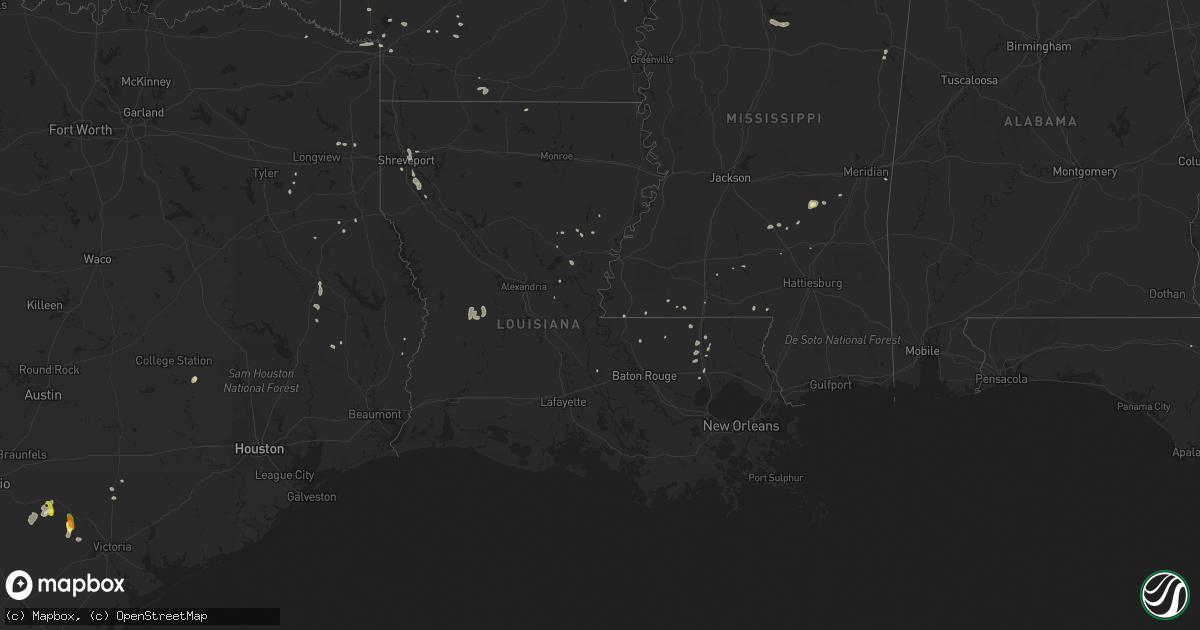 Hail map in Louisiana on June 23, 2020