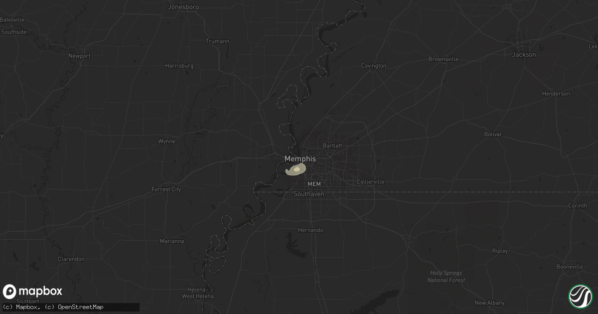 Hail map in Memphis, TN on June 23, 2020