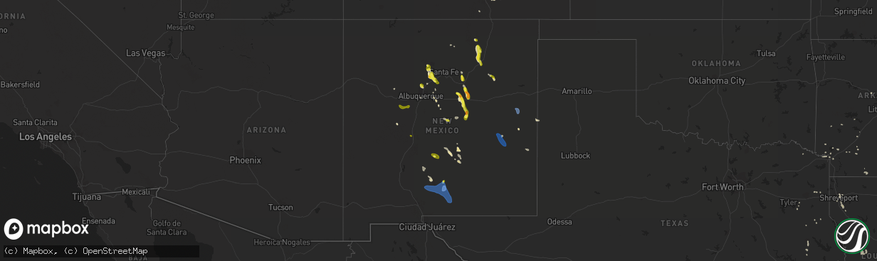 Hail map in New Mexico on June 23, 2020