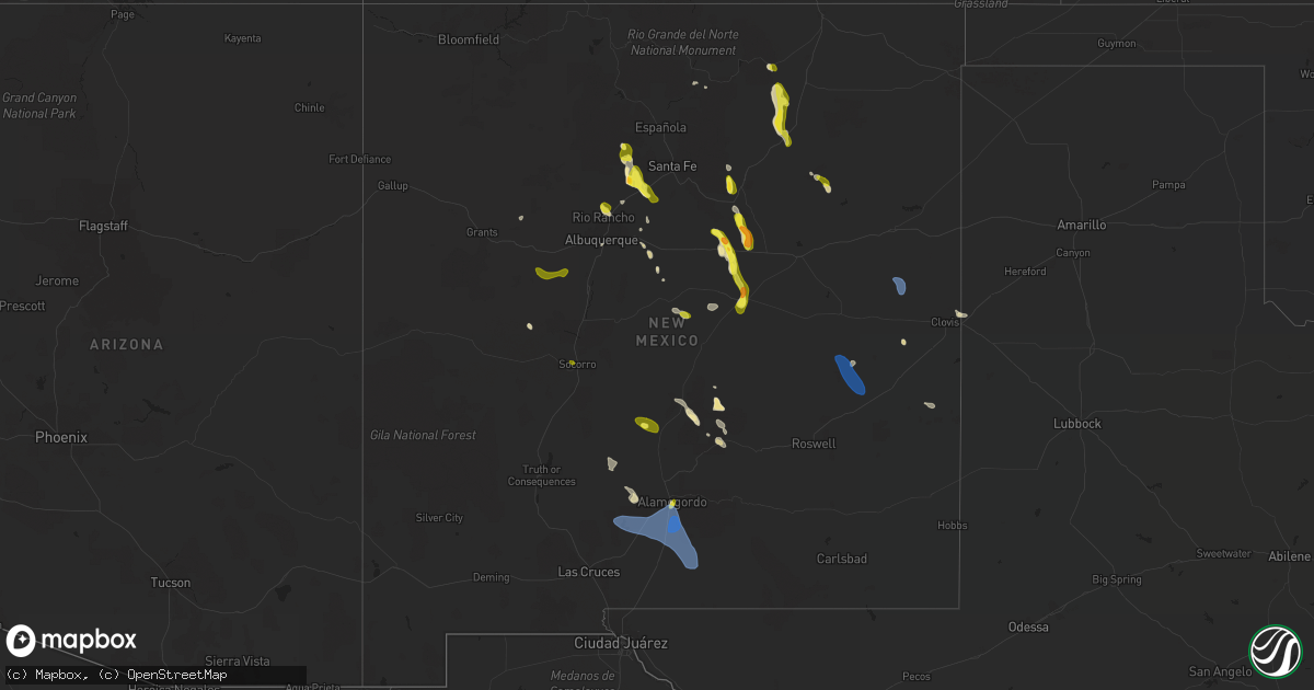 Hail map in New Mexico on June 23, 2020