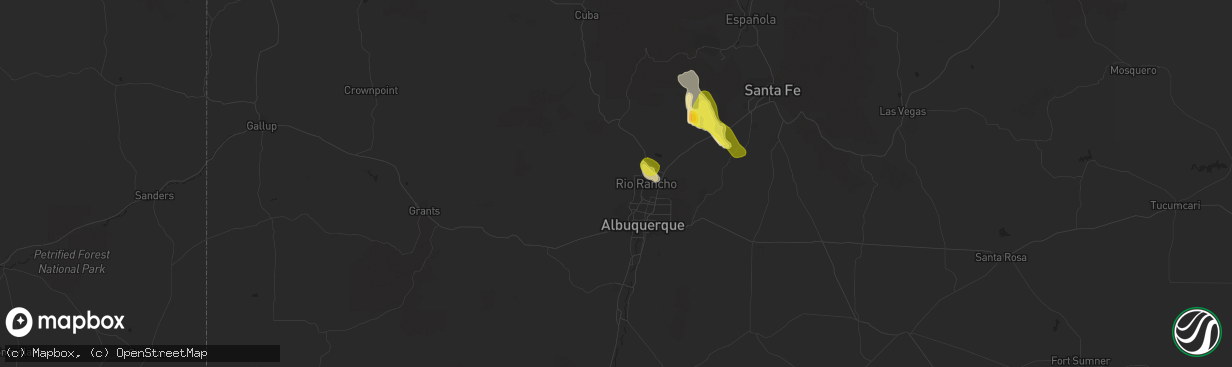 Hail map in Rio Rancho, NM on June 23, 2020