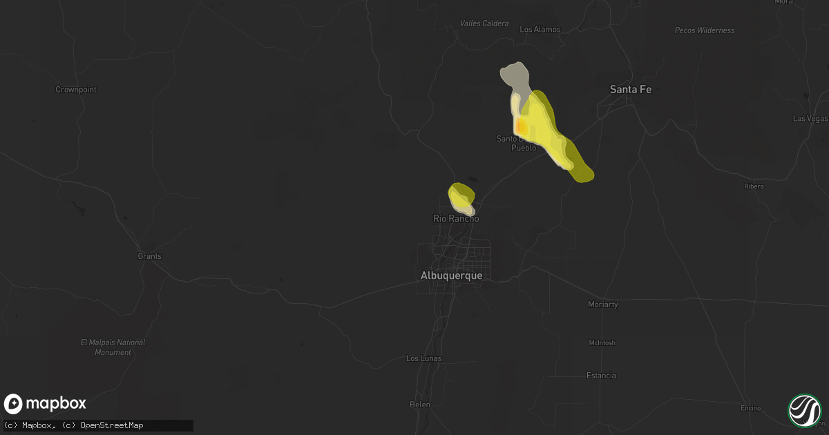 Hail map in Rio Rancho, NM on June 23, 2020