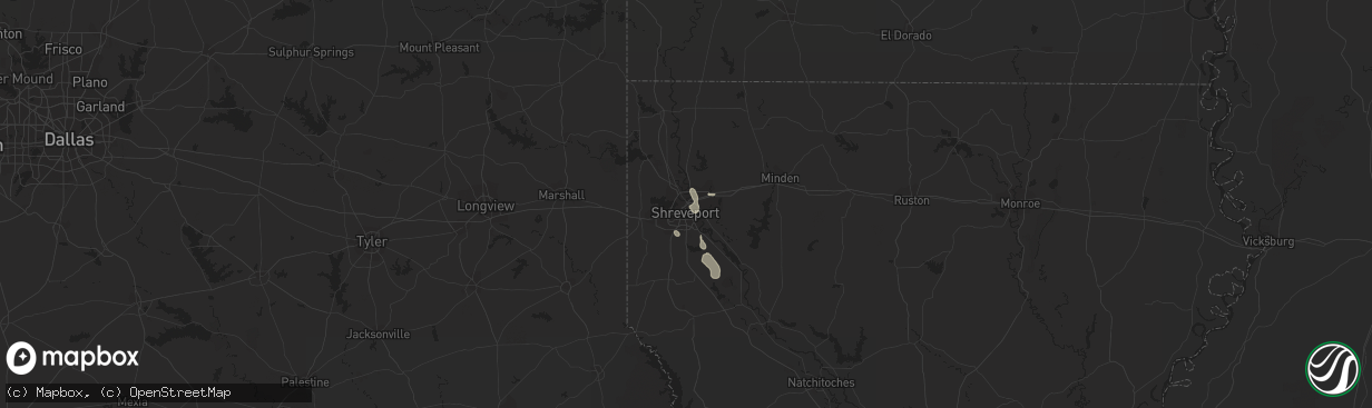 Hail map in Shreveport, LA on June 23, 2020