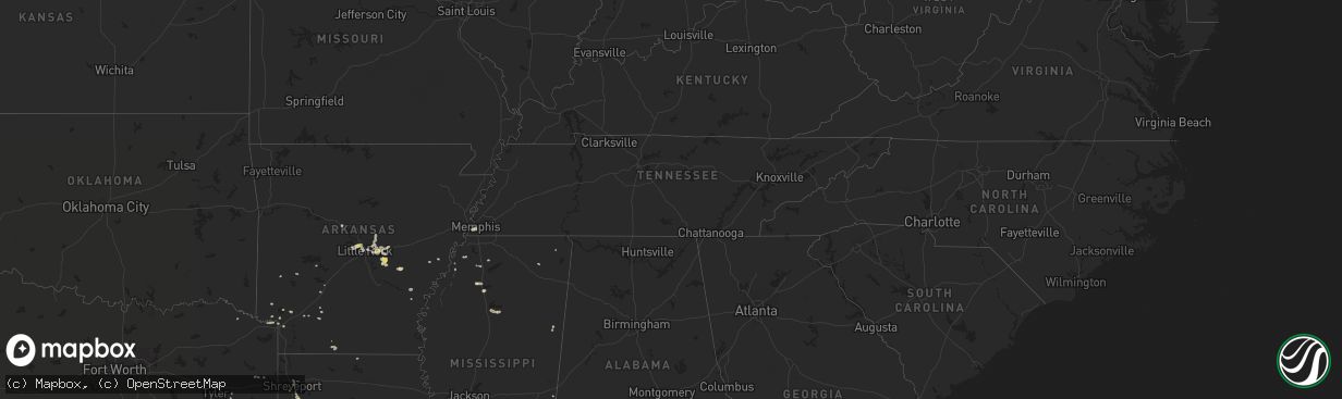 Hail map in Tennessee on June 23, 2020