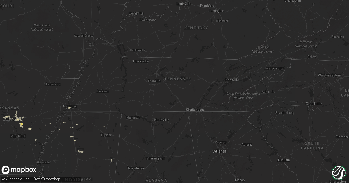 Hail map in Tennessee on June 23, 2020