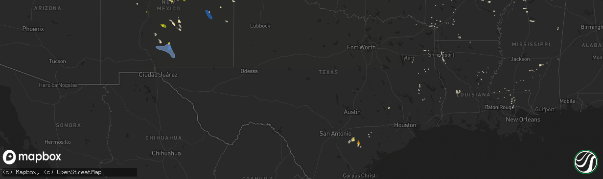 Hail map in Texas on June 23, 2020