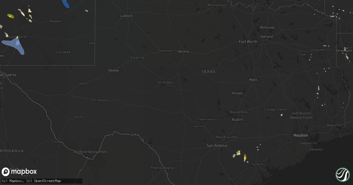 Hail map in Texas on June 23, 2020