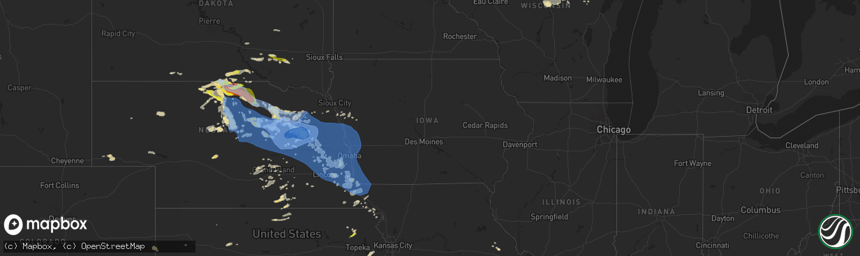 Hail map in Iowa on June 23, 2021