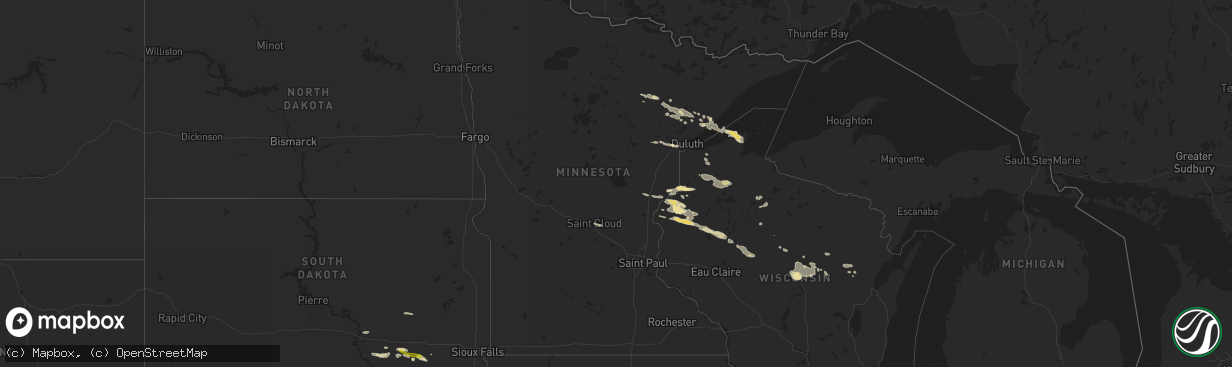 Hail map in Minnesota on June 23, 2021