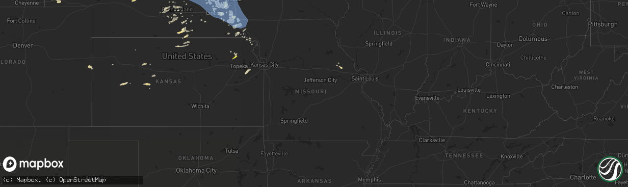 Hail map in Missouri on June 23, 2021