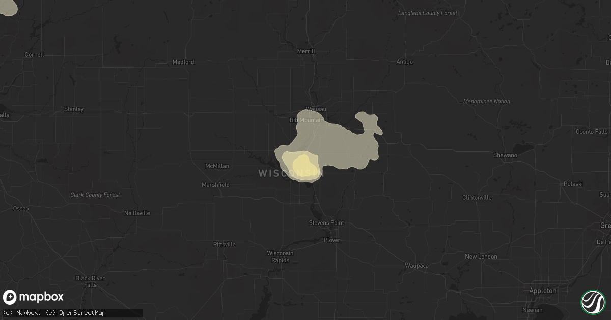 Hail map in Mosinee, WI on June 23, 2021