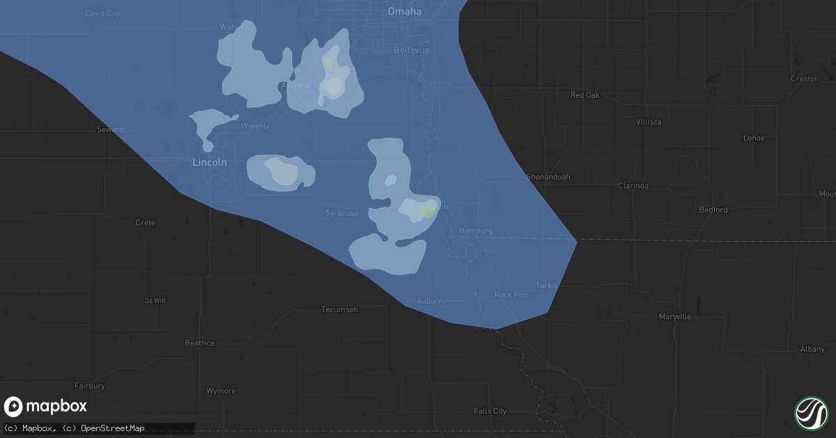 Hail map in Nebraska City, NE on June 23, 2021