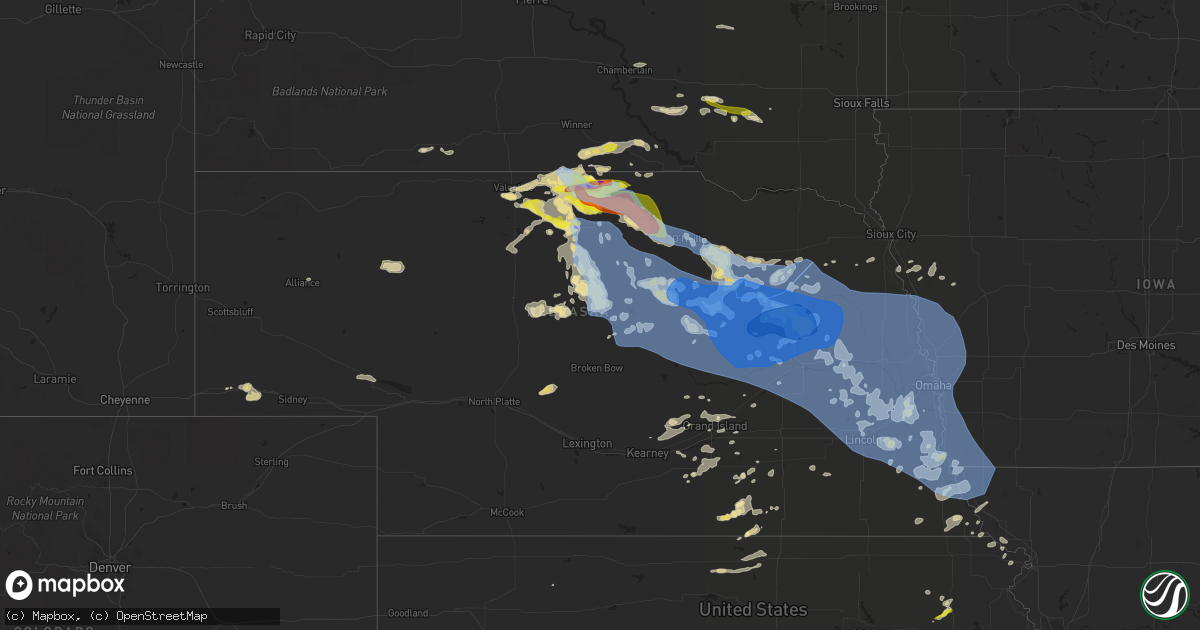 Hail map in Nebraska on June 23, 2021