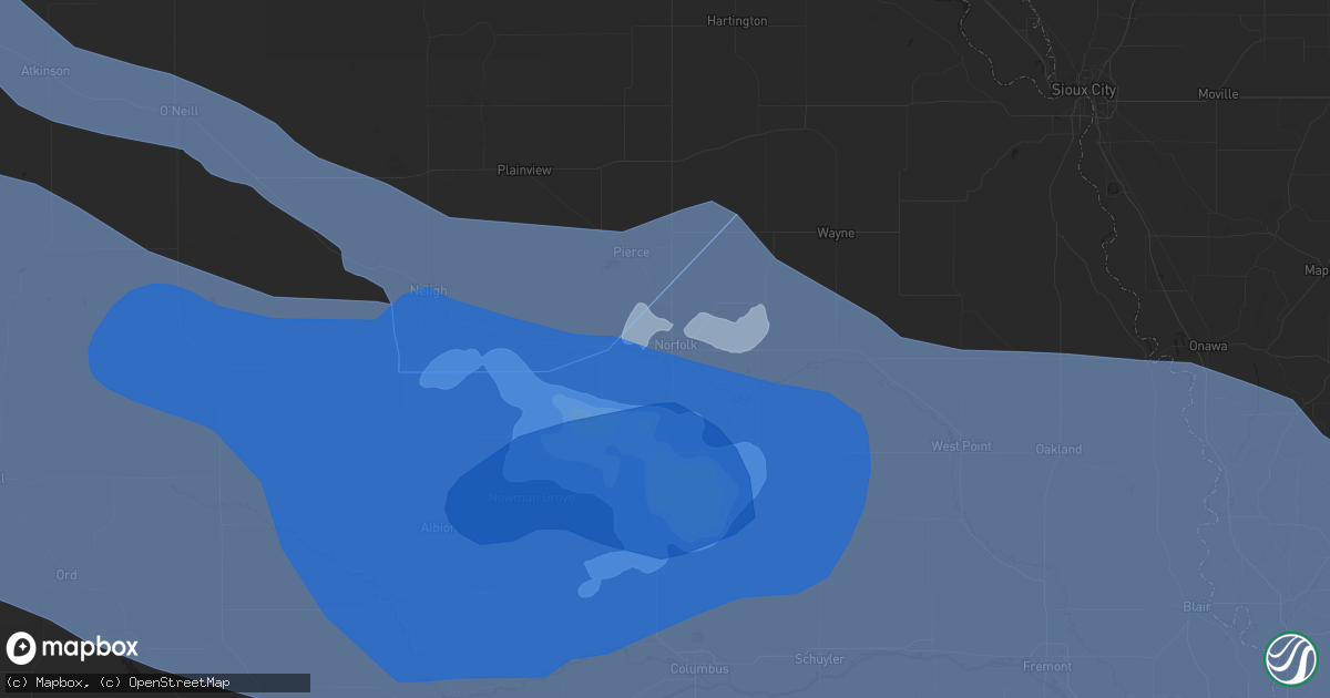 Hail map in Norfolk, NE on June 23, 2021