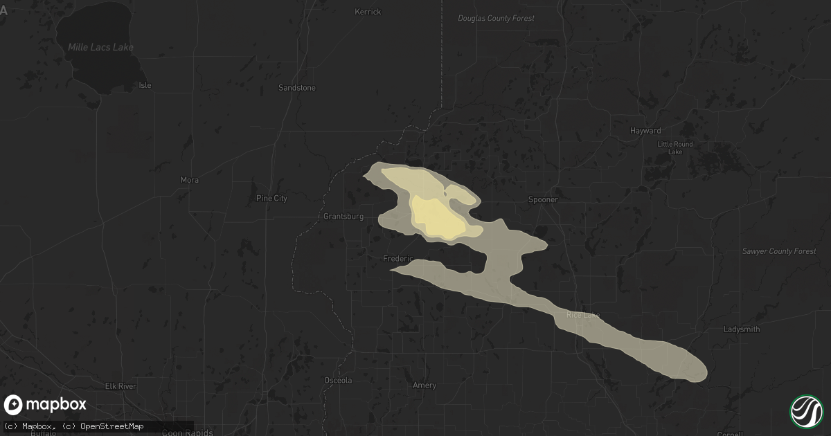 Hail map in Siren, WI on June 23, 2021