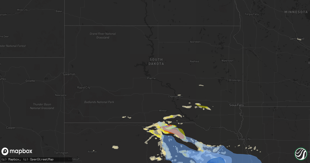 Hail map in South Dakota on June 23, 2021