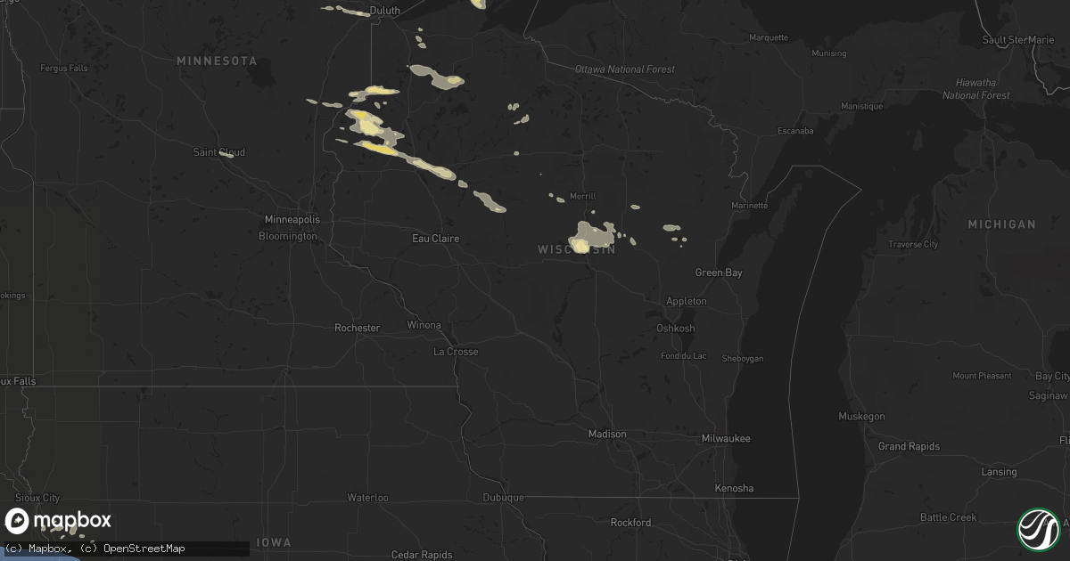 Hail map in Wisconsin on June 23, 2021