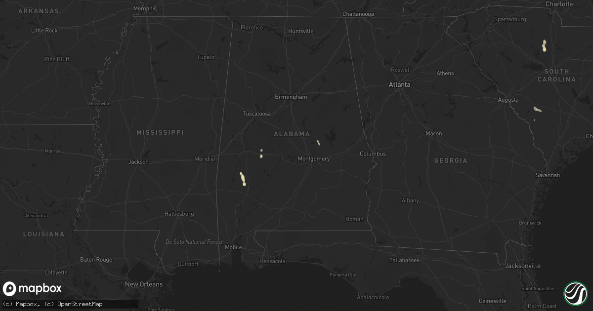 Hail map in Alabama on June 23, 2022