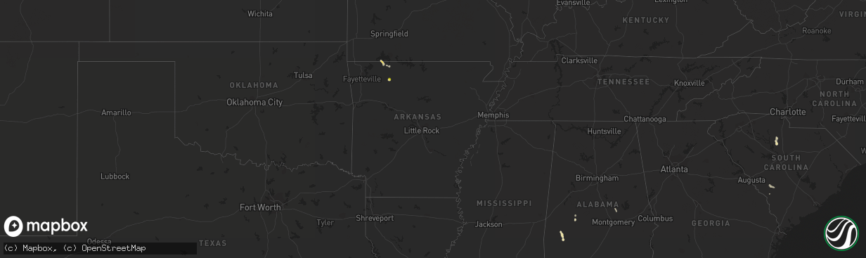 Hail map in Arkansas on June 23, 2022