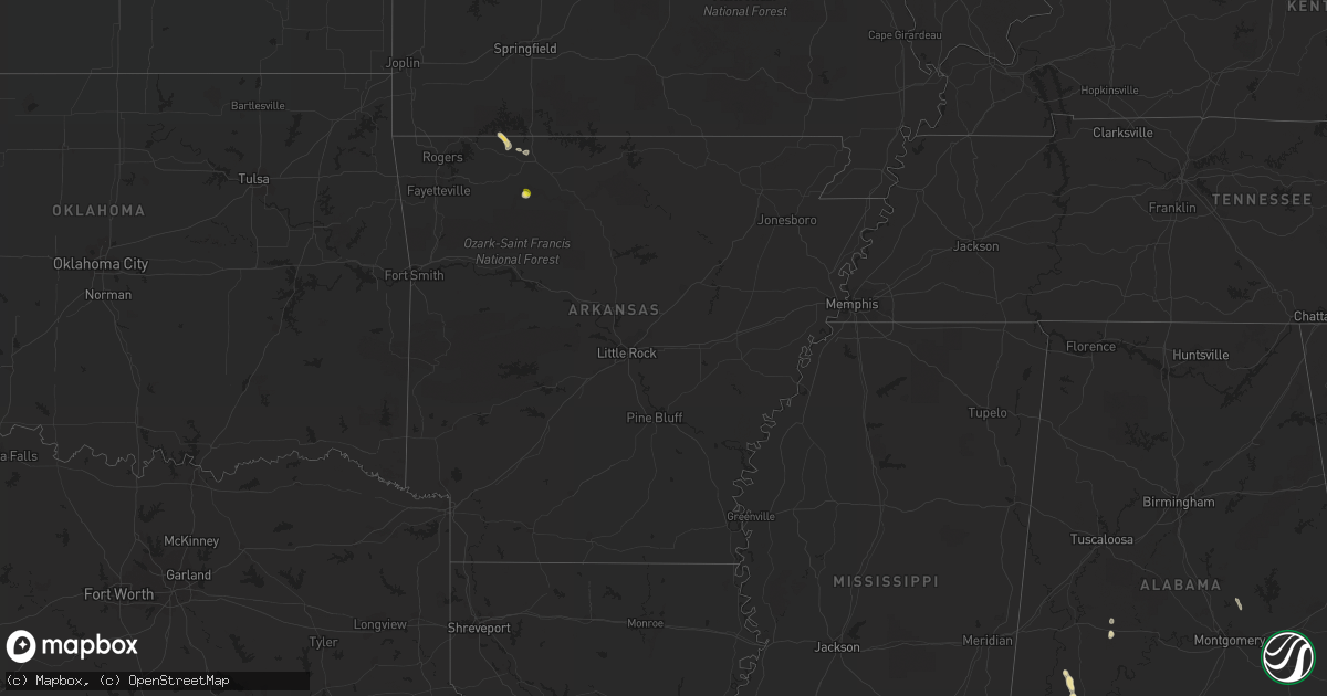 Hail map in Arkansas on June 23, 2022