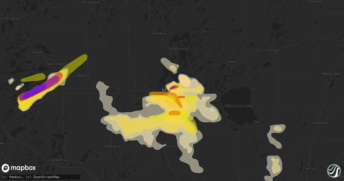 Hail map in Baxter, MN on June 23, 2022