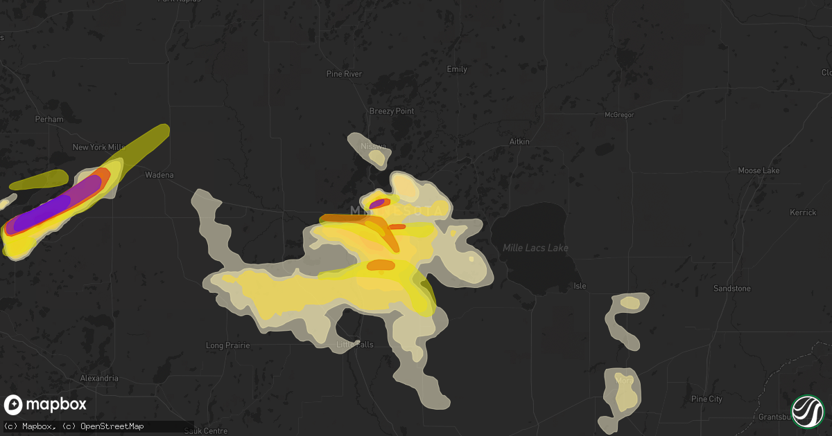 Hail map in Brainerd, MN on June 23, 2022