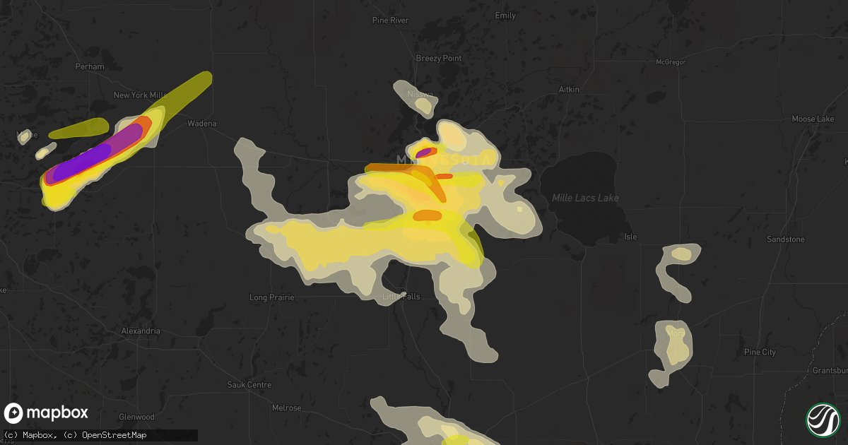 Hail map in Fort Ripley, MN on June 23, 2022