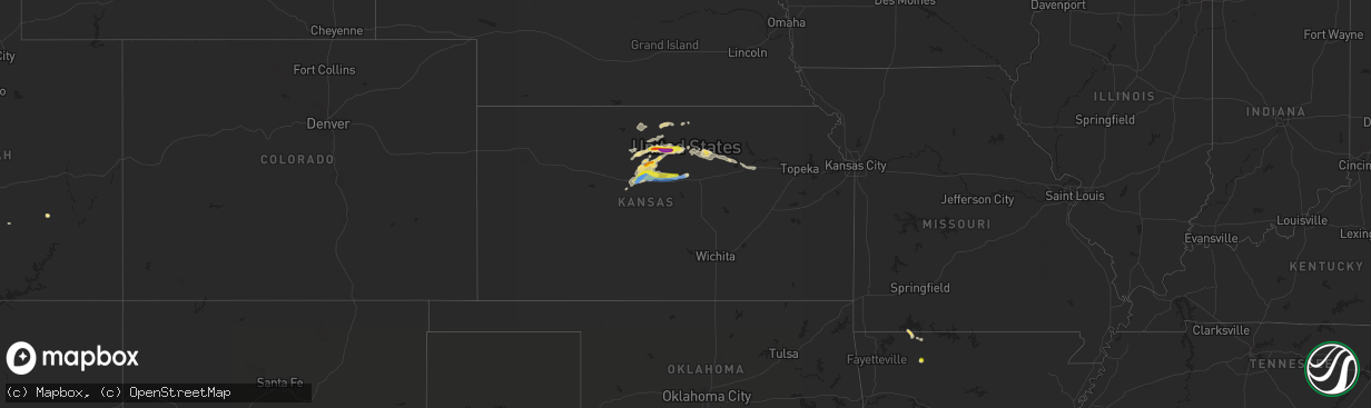 Hail map in Kansas on June 23, 2022