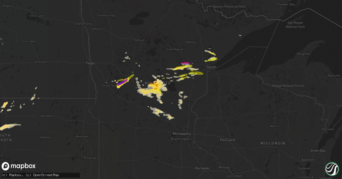 Hail map in Minnesota on June 23, 2022