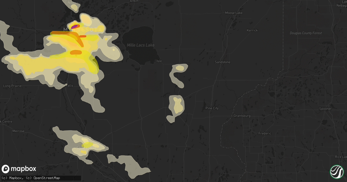 Hail map in Mora, MN on June 23, 2022