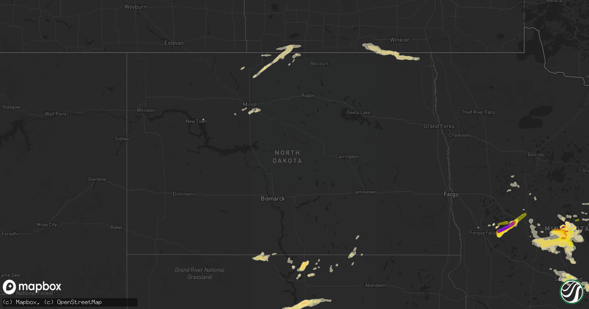 Hail map in North Dakota on June 23, 2022