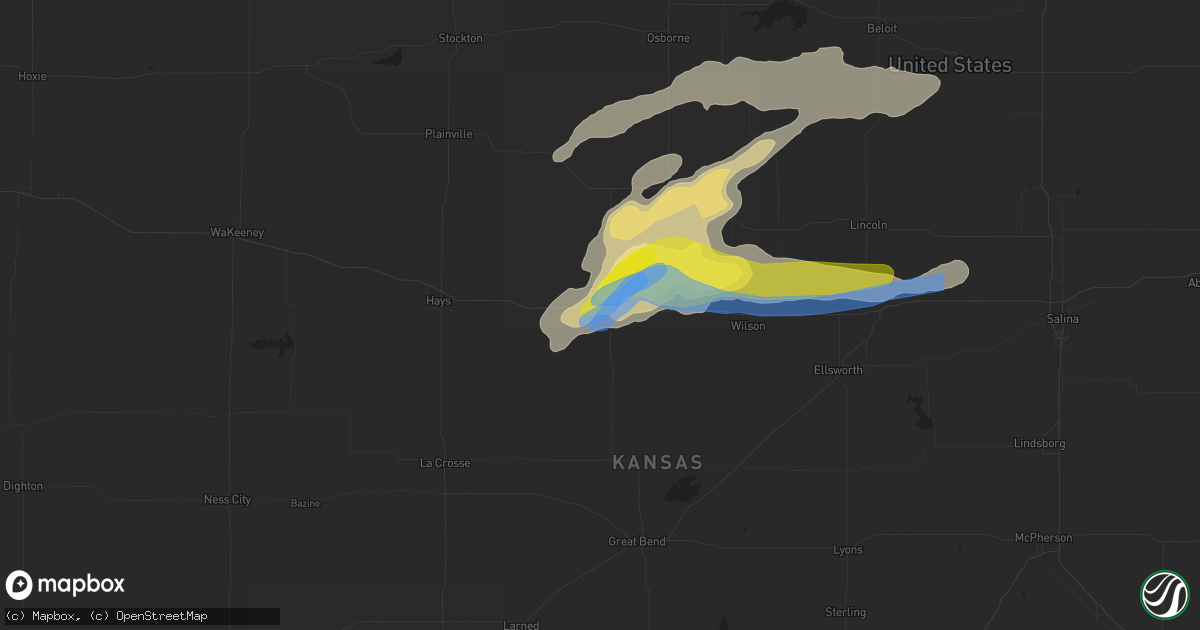 Hail map in Russell, KS on June 23, 2022