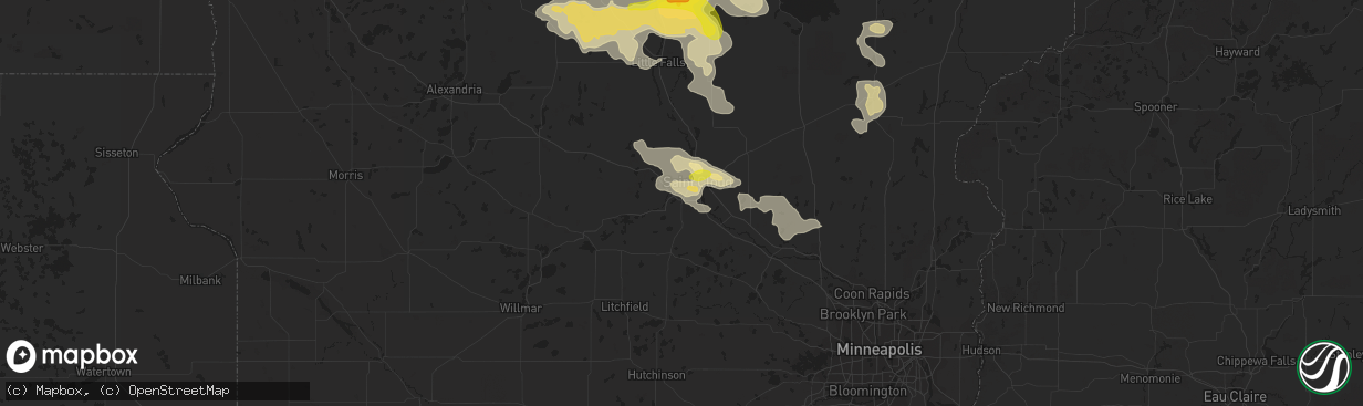 Hail map in Saint Cloud, MN on June 23, 2022