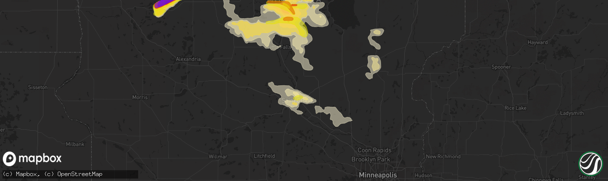 Hail map in Sauk Rapids, MN on June 23, 2022