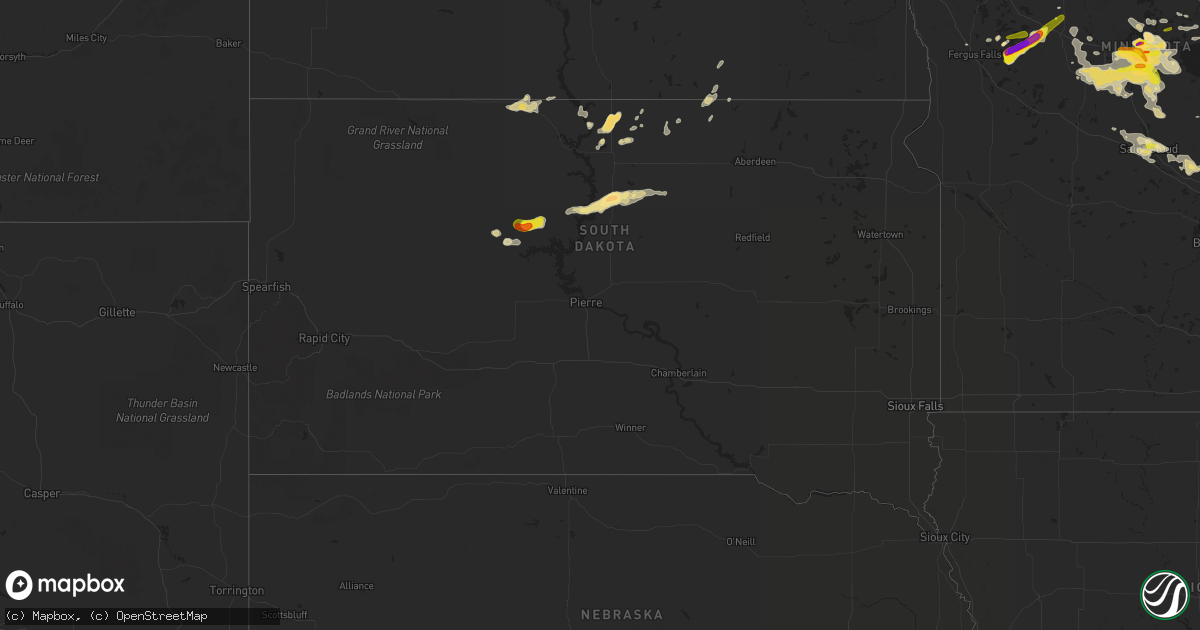 Hail map in South Dakota on June 23, 2022