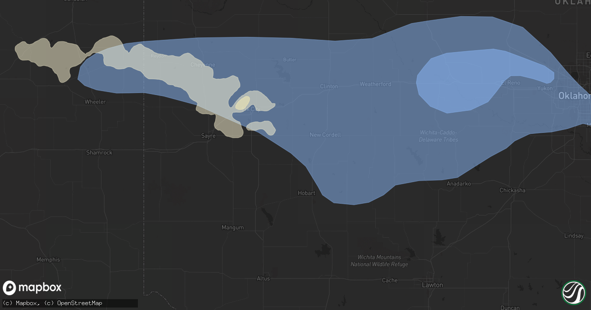 Hail map in Ada, OK on June 23, 2023