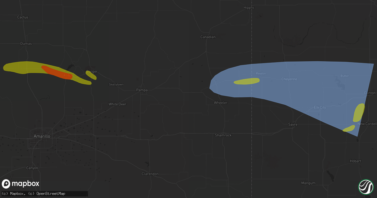 Hail map in Briscoe, TX on June 23, 2023