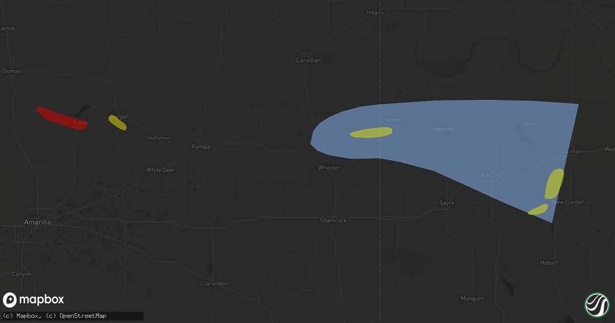 Hail map in Butler, OK on June 23, 2023