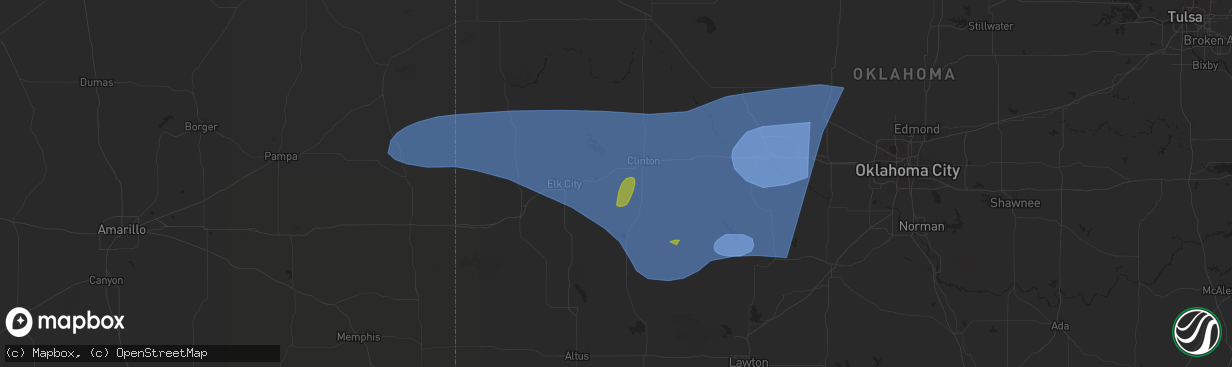 Hail map in Calumet, OK on June 23, 2023