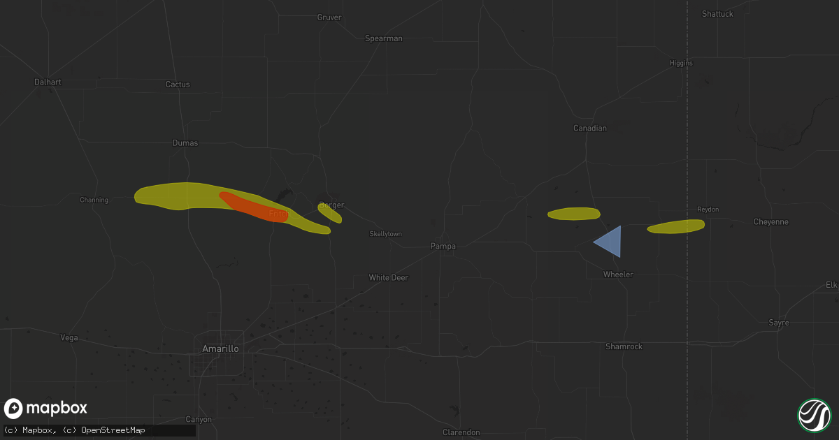 Hail map in Canadian, TX on June 23, 2023