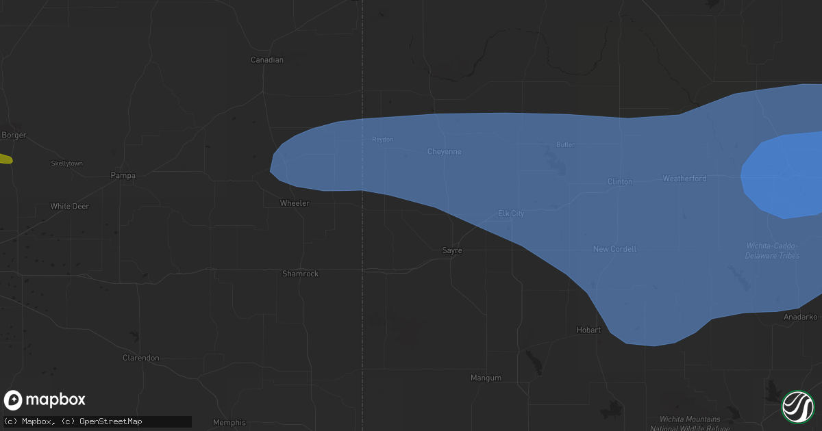 Hail map in Clinton, OK on June 23, 2023