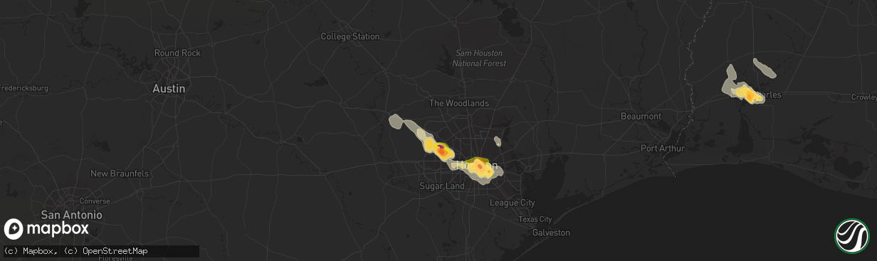 Hail map in Cypress, TX on June 23, 2023