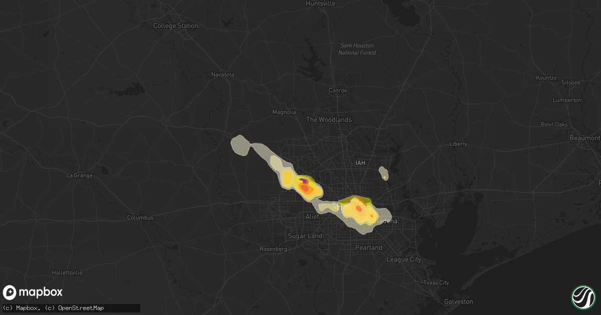 Hail map in Cypress, TX on June 23, 2023