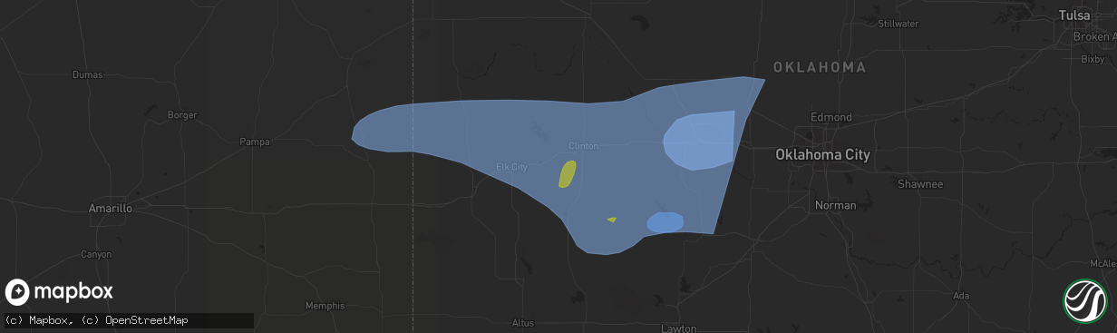 Hail map in Fort Cobb, OK on June 23, 2023