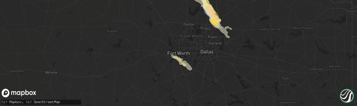 Hail map in Fort Worth, TX on June 23, 2023