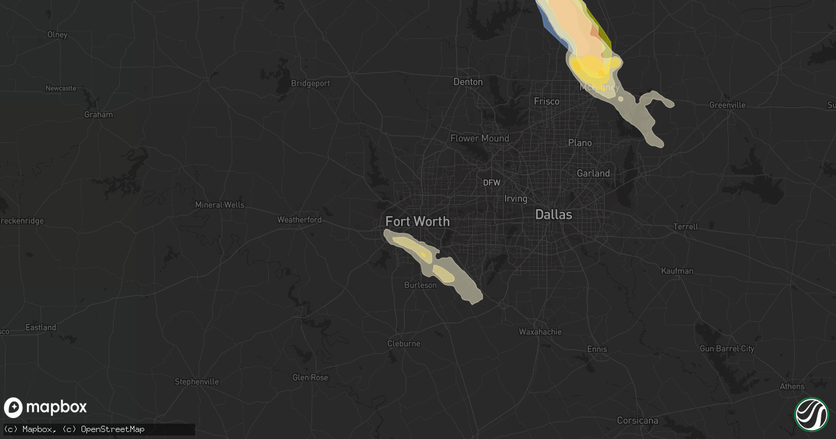 Hail map in Fort Worth, TX on June 23, 2023