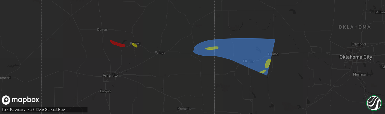 Hail map in Foss, OK on June 23, 2023