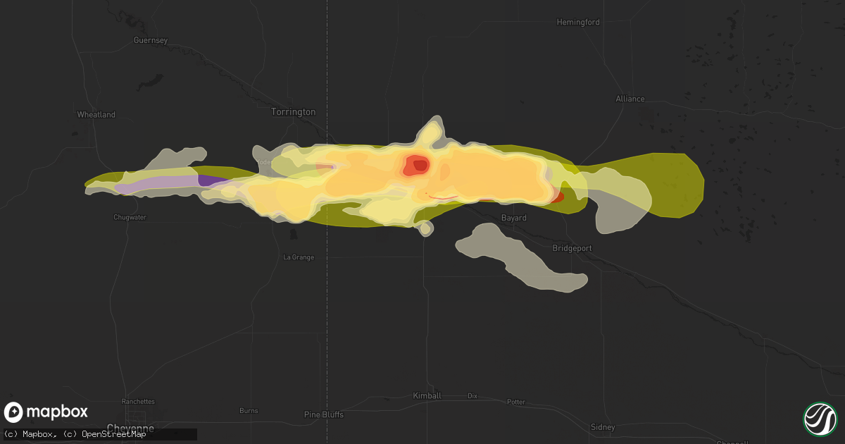 Hail map in Gering, NE on June 23, 2023